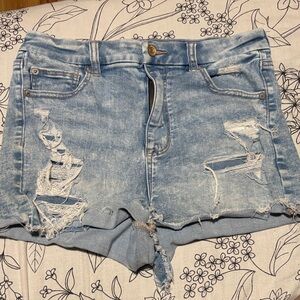 American Eagle Outfitters Light Wash Distressed Denim Shorts